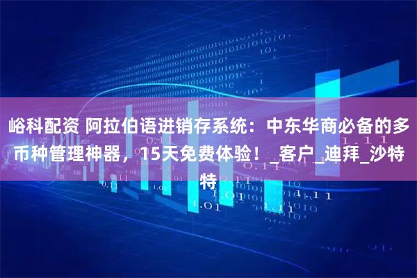 峪科配资 阿拉伯语进销存系统：中东华商必备的多币种管理神器，15天免费体验！_客户_迪拜_沙特